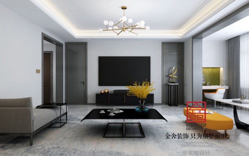 榮盛華府200平米現代風格裝修-客廳