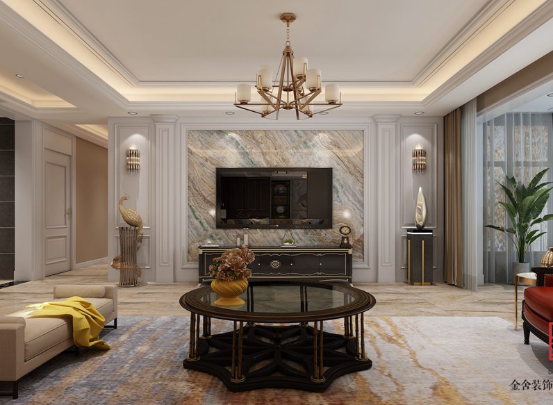 深州國賓壹號(hào)200平米美式風(fēng)格裝修效果圖