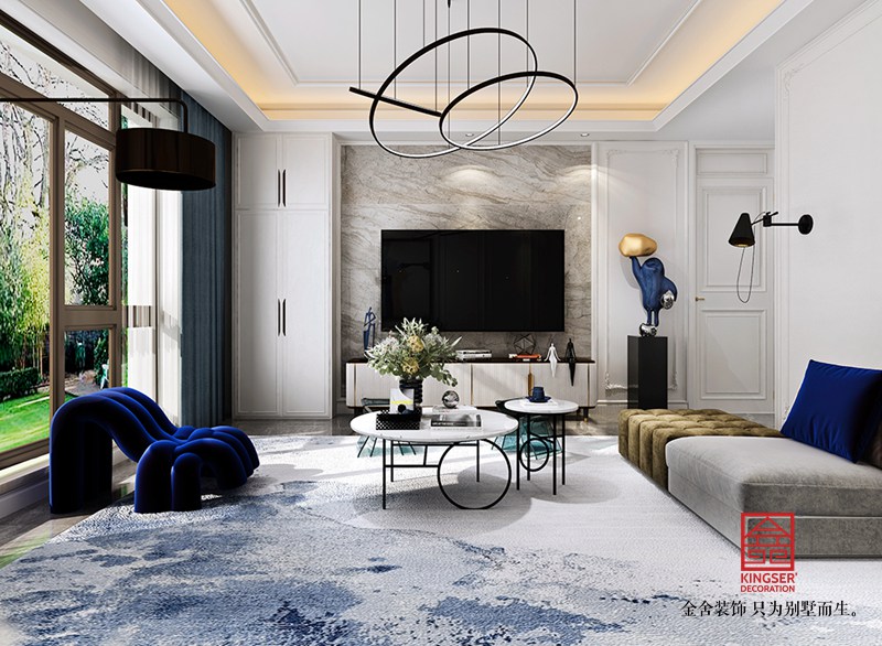 大者別墅200平米裝修-現代法式-客廳