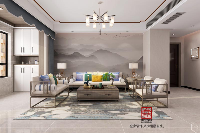 麗景藍灣114平米現代中式裝修效果圖