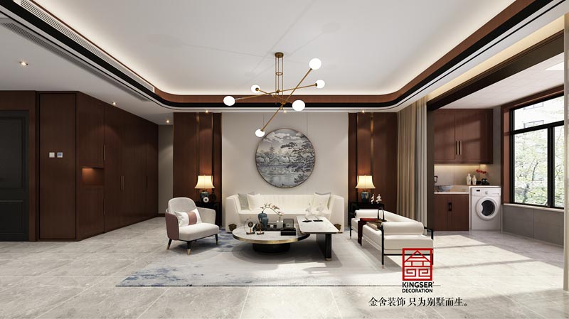 融創中心217㎡新中式風格客廳效果圖